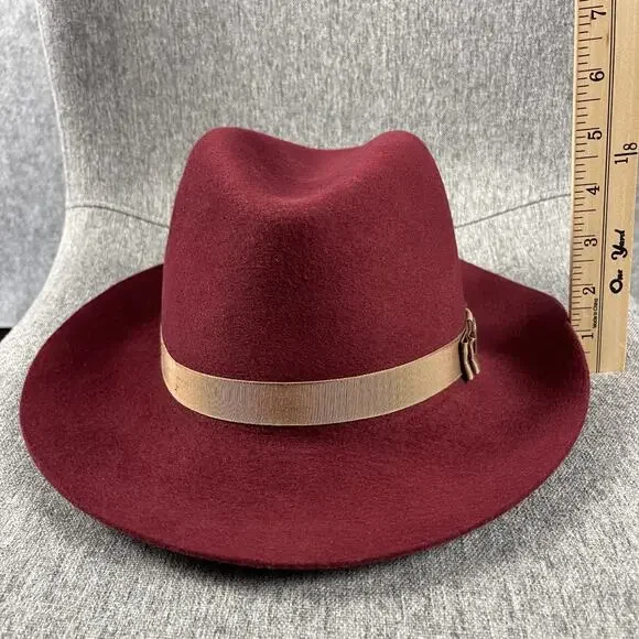 Goorin Bros Priscilla Lane Wool Fedora Hat Womens Medium Brick Red USA Made - Picture 7 of 13